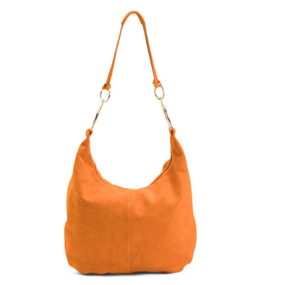 MARLON Arancio Made In Italy Suede Hobo With Circle Handle Detail